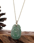 Baikalla Jewelry Jade Guanyin Pendant Necklace Genuine Green Jadeite Jade Dragon Necklace With VSI Diamond Gold Bail