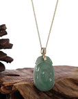 Baikalla Jewelry Jade Guanyin Pendant Necklace Genuine Green Jadeite Jade Dragon Necklace With VSI Diamond Gold Bail