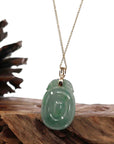 Baikalla Jewelry Jade Guanyin Pendant Necklace Genuine Green Jadeite Jade Dragon Necklace With VSI Diamond Gold Bail