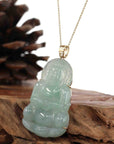 Baikalla Jewelry Jade Guanyin Pendant Necklace Baikalla 14k "Goddess of Compassion" Genuine Burmese Jadeite Jade Guanyin Necklace