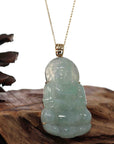 Baikalla Jewelry Jade Guanyin Pendant Necklace Baikalla 14k "Goddess of Compassion" Genuine Burmese Jadeite Jade Guanyin Necklace