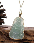 Baikalla Jewelry Jade Guanyin Pendant Necklace Baikalla 14k "Goddess of Compassion" Genuine Burmese Jadeite Jade Guanyin Necklace