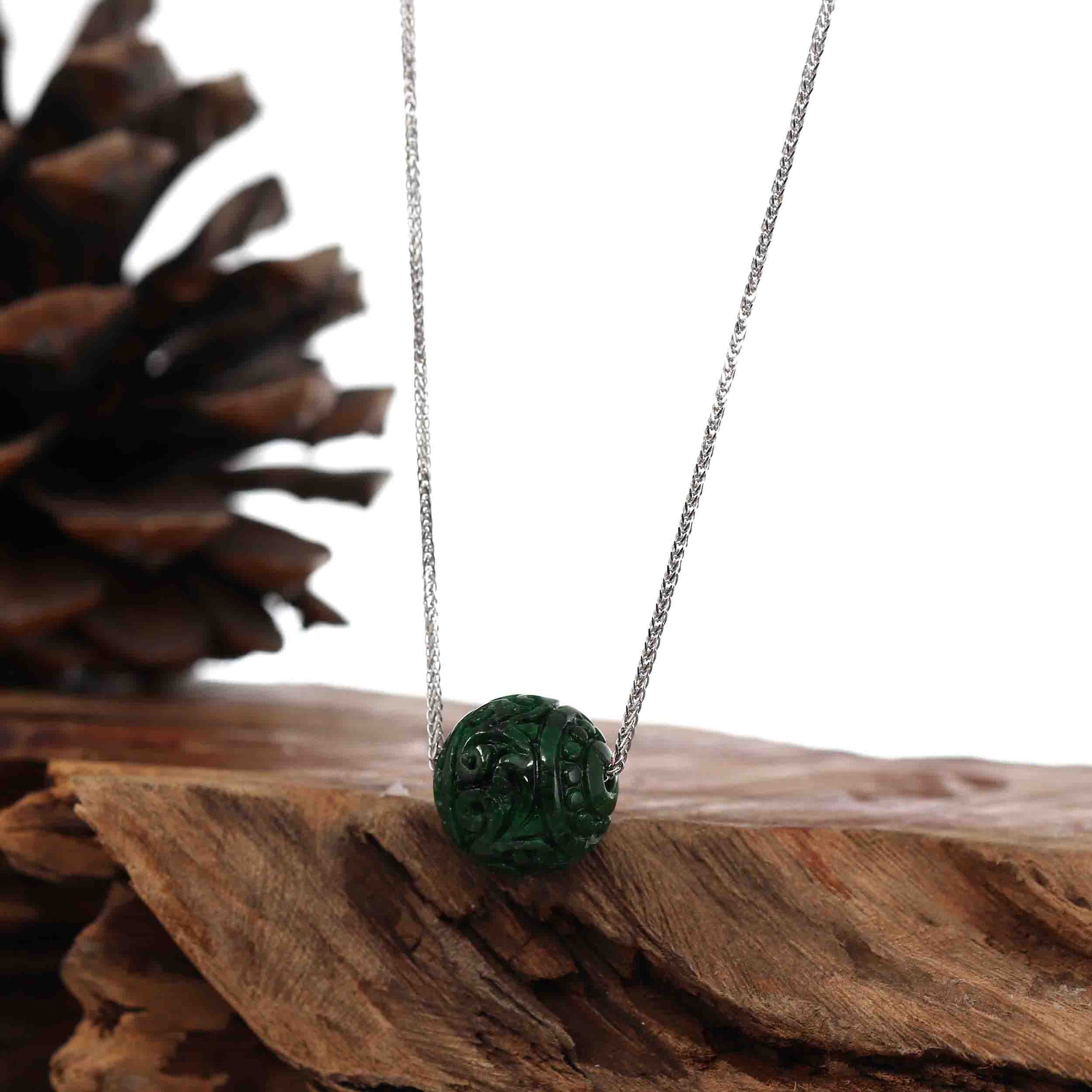 Baikalla Jewelry Jade Pendant Necklace Baikalla™ "Good Luck Button" Necklace Real Rich Green Jade Lucky KouKou Pendant Necklace