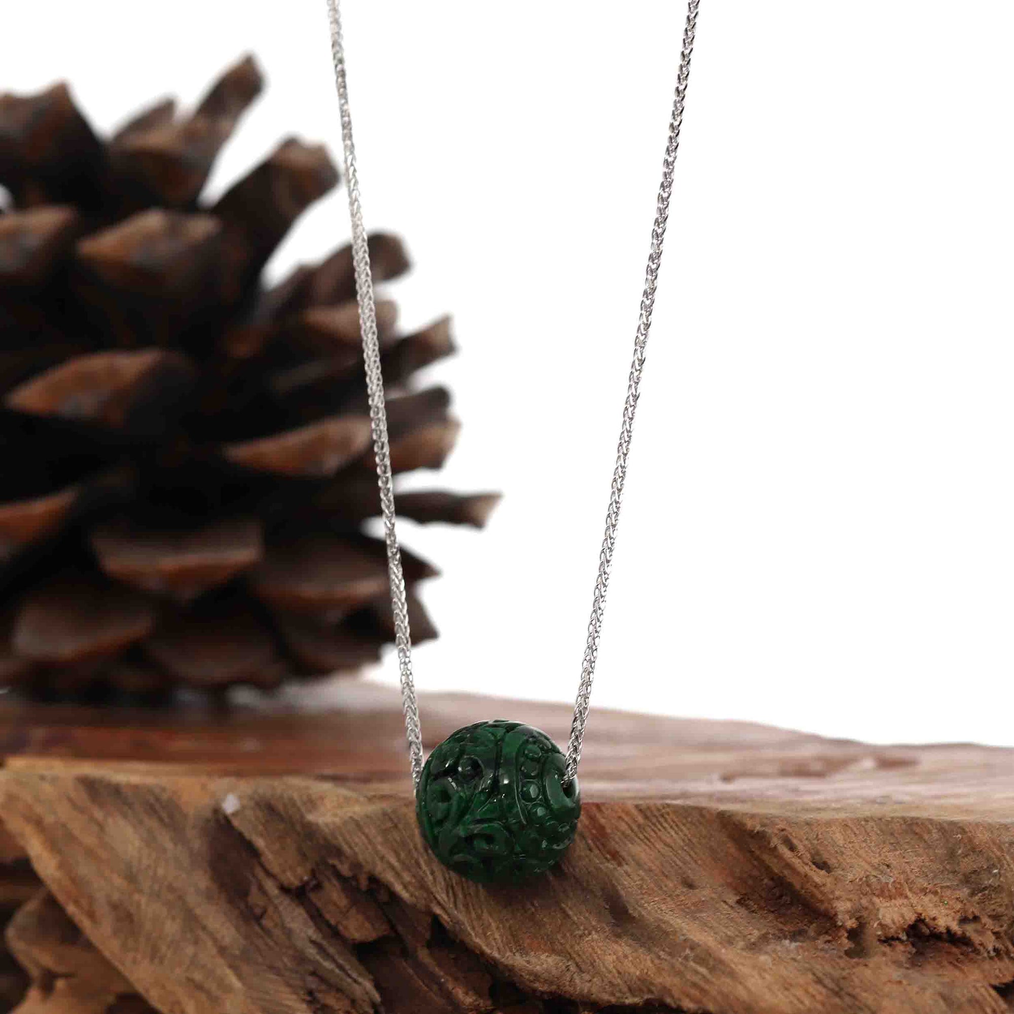 Baikalla Jewelry Jade Pendant Necklace Baikalla™ "Good Luck Button" Necklace Real Rich Green Jade Lucky KouKou Pendant Necklace