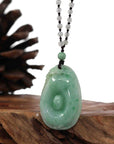 Baikalla Jewelry Jade Guanyin Pendant Necklace Genuine Green Jadeite Jade Fu Pendant Necklace With Real Ice Jadeite jade Beads Necklace