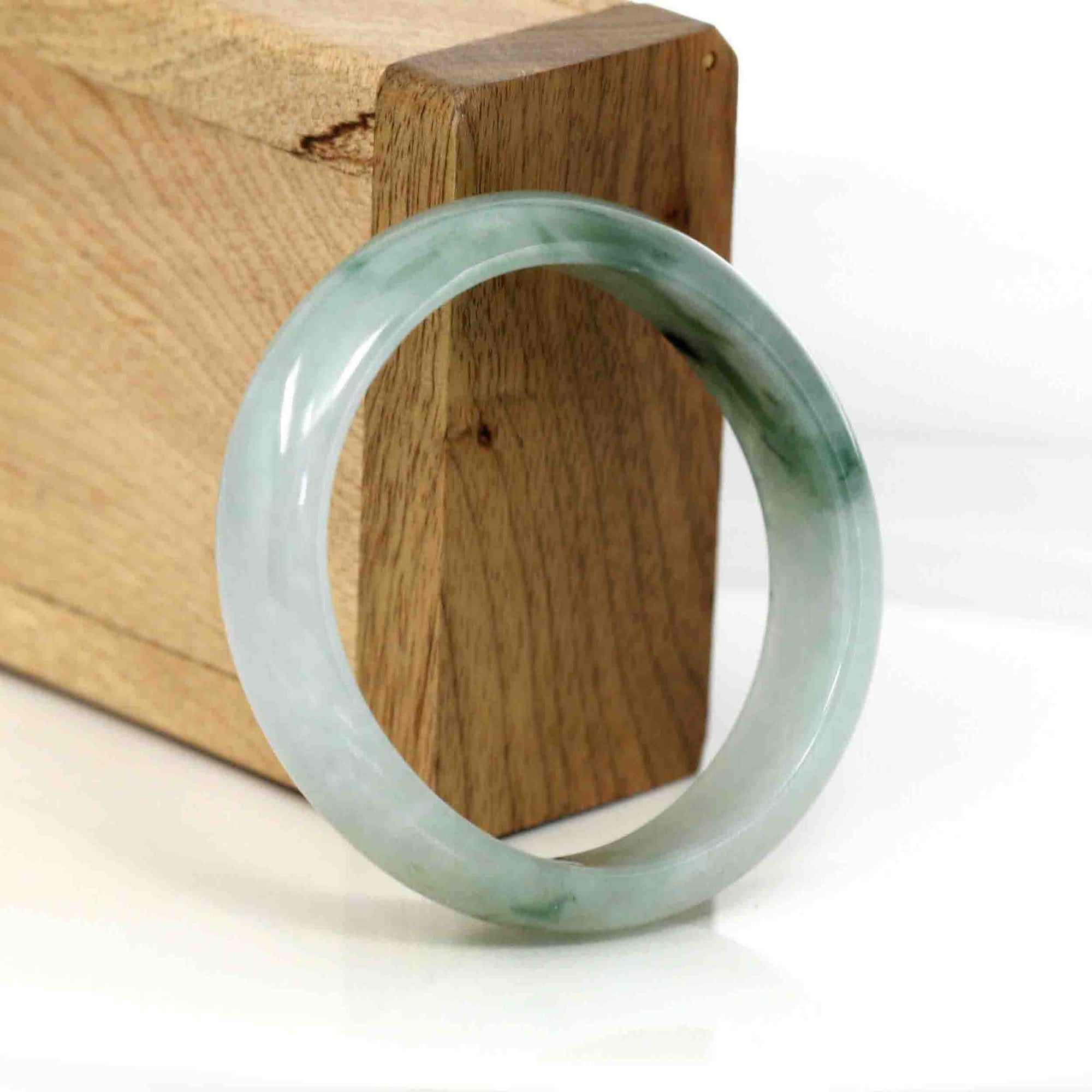 Baikalla Jewelry Jadeite Jade Bangle Bracelet Genuine Burmese Ice Blue Oval Jadeite Jade Bangle (50.95 mm) #335