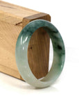 Baikalla Jewelry Jadeite Jade Bangle Bracelet Genuine Burmese Ice Blue-green Jadeite Jade Oval Bangle (56.74 mm) 