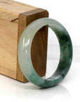 Baikalla Jewelry Jadeite Jade Bangle Bracelet Genuine Burmese Ice Blue-green Jadeite Jade Oval Bangle (56.74 mm) 