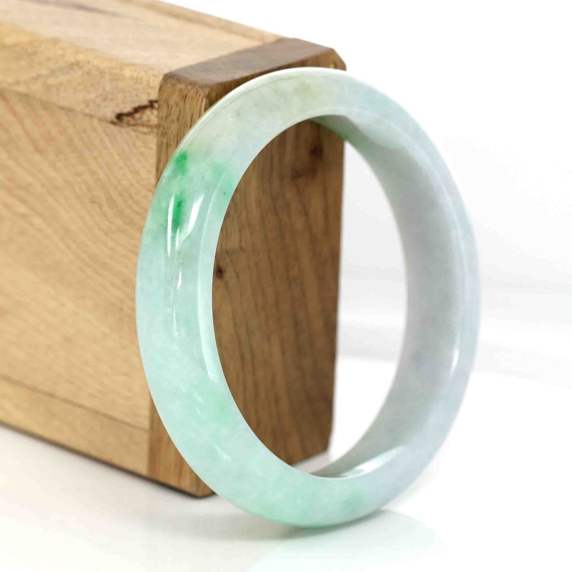 Baikalla Jewelry Jadeite Jade Bangle Bracelet Baikalla's Classic High-quality Lavender-Green Natural Burmese Jadeite Jade Bangle (54.32 mm) #295