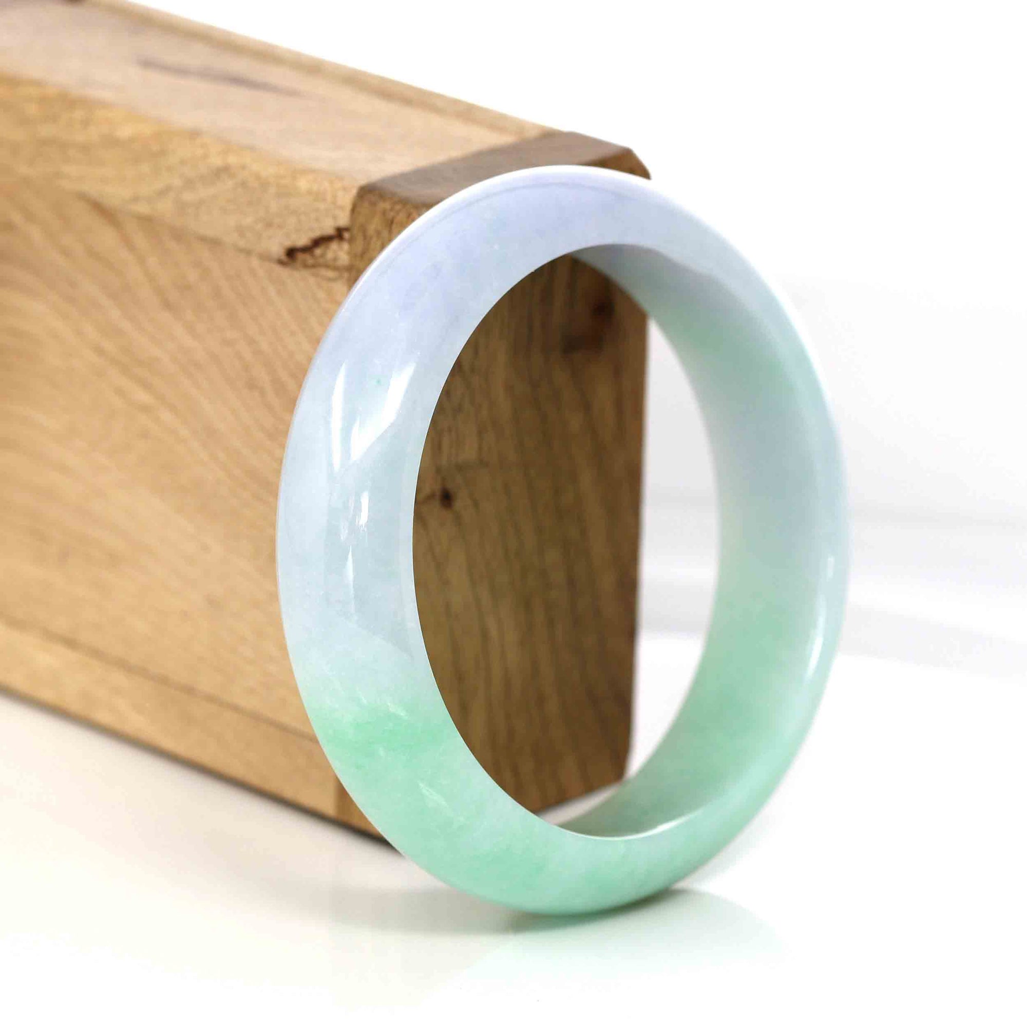 Baikalla Jewelry Jadeite Jade Bangle Bracelet High-quality Lavender-Green Natural Burmese Jadeite Jade Bangle (57.12 mm ) 