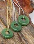 Baikalla Jewelry Jade Pendant Necklace Genuine HeTian Nephrite Green Jade Lucky KouKou Circle Pendant Necklace