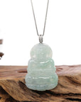 Baikalla Jewelry Jade Guanyin Pendant Necklace Baikalla 14k "Goddess of Compassion" Genuine Burmese Jadeite Jade Guanyin Pendant With VS1 Diamond Bail