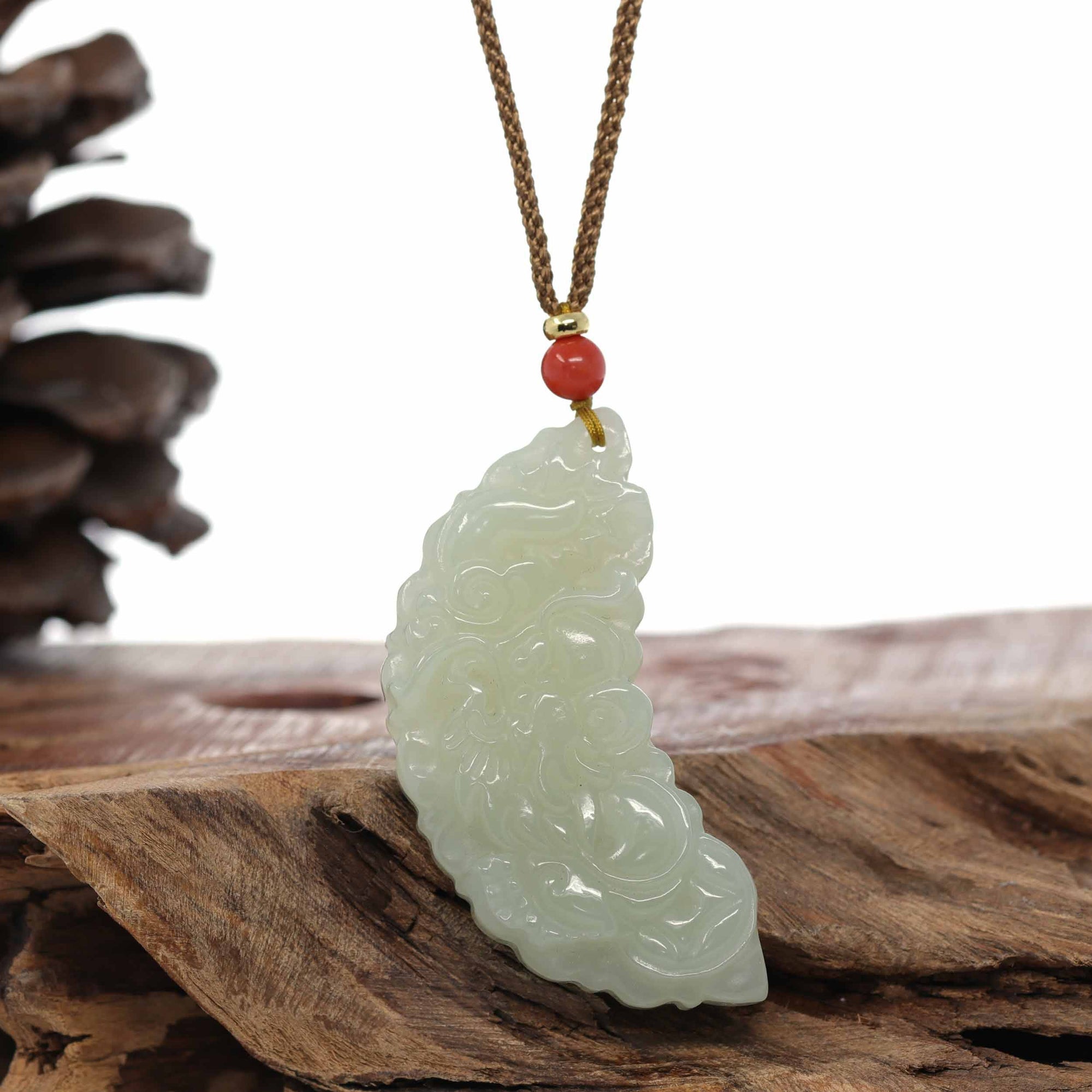 Baikalla Jewelry Jade Pendant Necklace Baikalla™ "Dragon & Phoenix" Genuine HeTian White Nephrite Jade Pendant Necklace