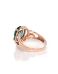 Baikalla Jewelry Gold Sapphire Ring 18k Rose Gold Lab-Created Emerald Ring With CZ