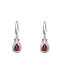 Baikalla Jewelry Silver Gemstones Earrings Baikalla™ Classic Sterling Silver Natural Garnet Dangle Earrings With CZ