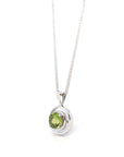 Baikalla Jewelry Gemstone Pendant Necklace 14k White Gold Genuine AAA Royal Peridot Pendant Necklace