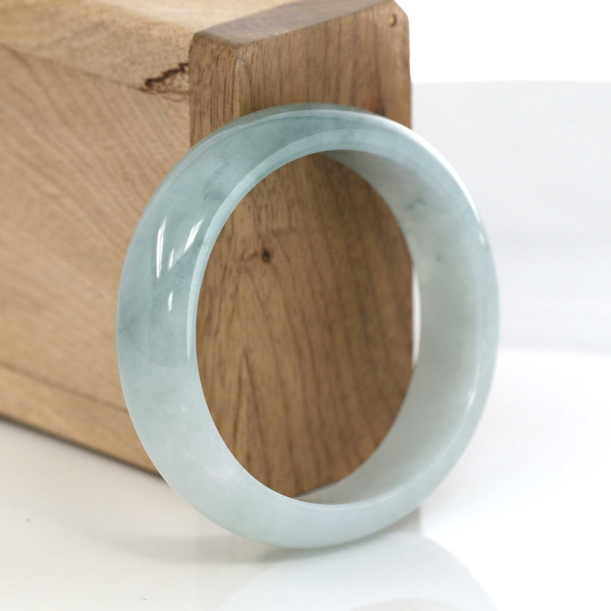 Baikalla Jewelry Jadeite Jade Bangle Bracelet Genuine Burmese Ice Blue Oval Jadeite Jade Bangle (50.95 mm) #623