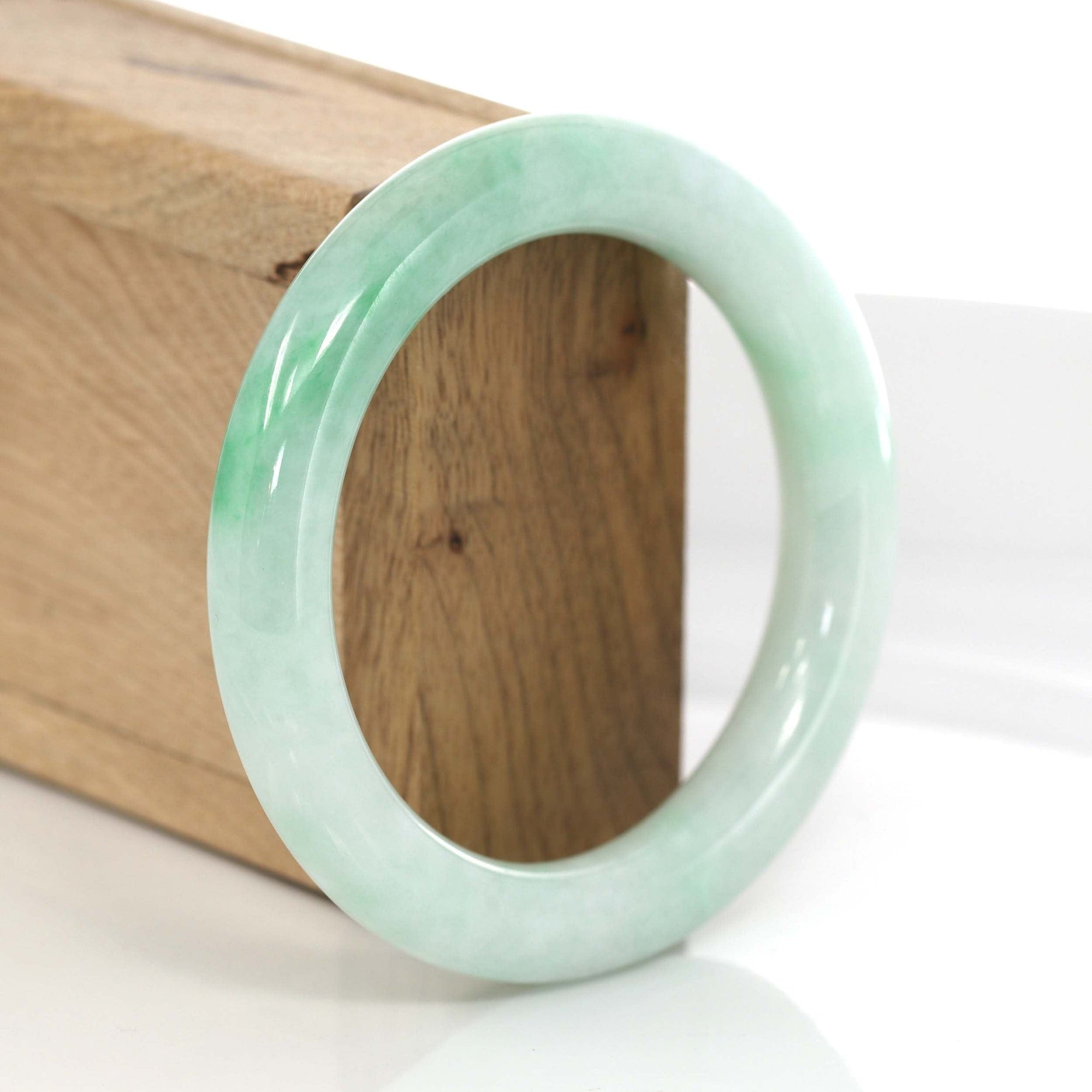 Baikalla Jewelry Jadeite Jade Bangle Bracelet Genuine Burmese Lavender &amp; Green Jadeite Jade Round Bangle Bracelet ( 59.21 mm ) 