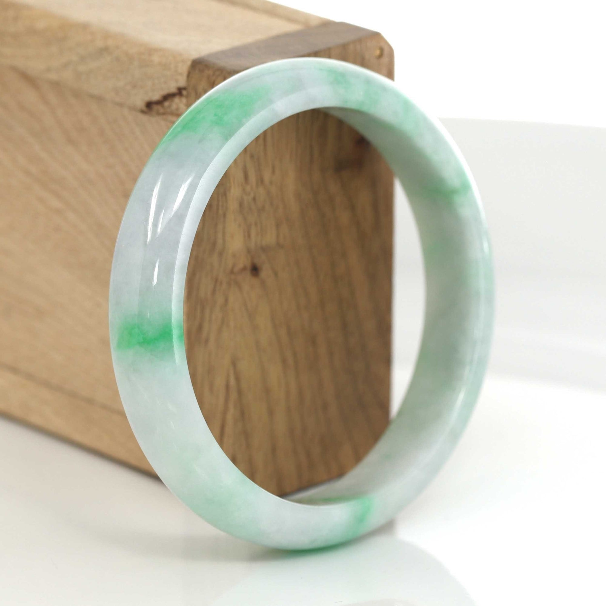 Baikalla Jewelry Jadeite Jade Bangle Bracelet Genuine Burmese Lavender & Green Jadeite Jade Bangle Bracelet ( 59.21 mm ) #638