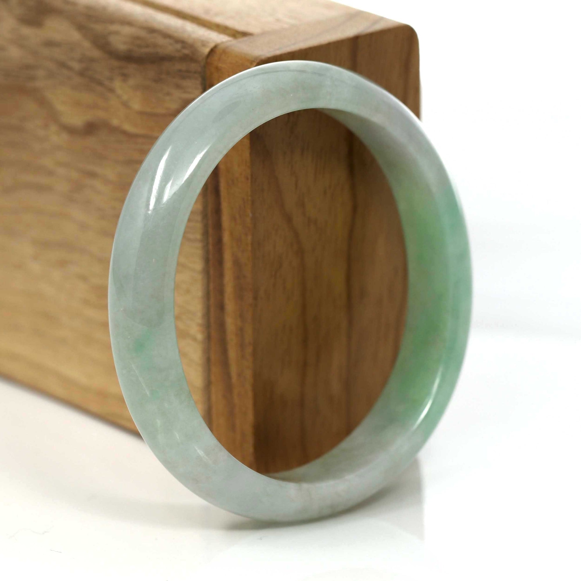 Baikalla Jewelry Jadeite Jade Bangle Bracelet Baikalla Genuine Burmese Green Jadeite Jade Oval Bangle (53.53 mm) 