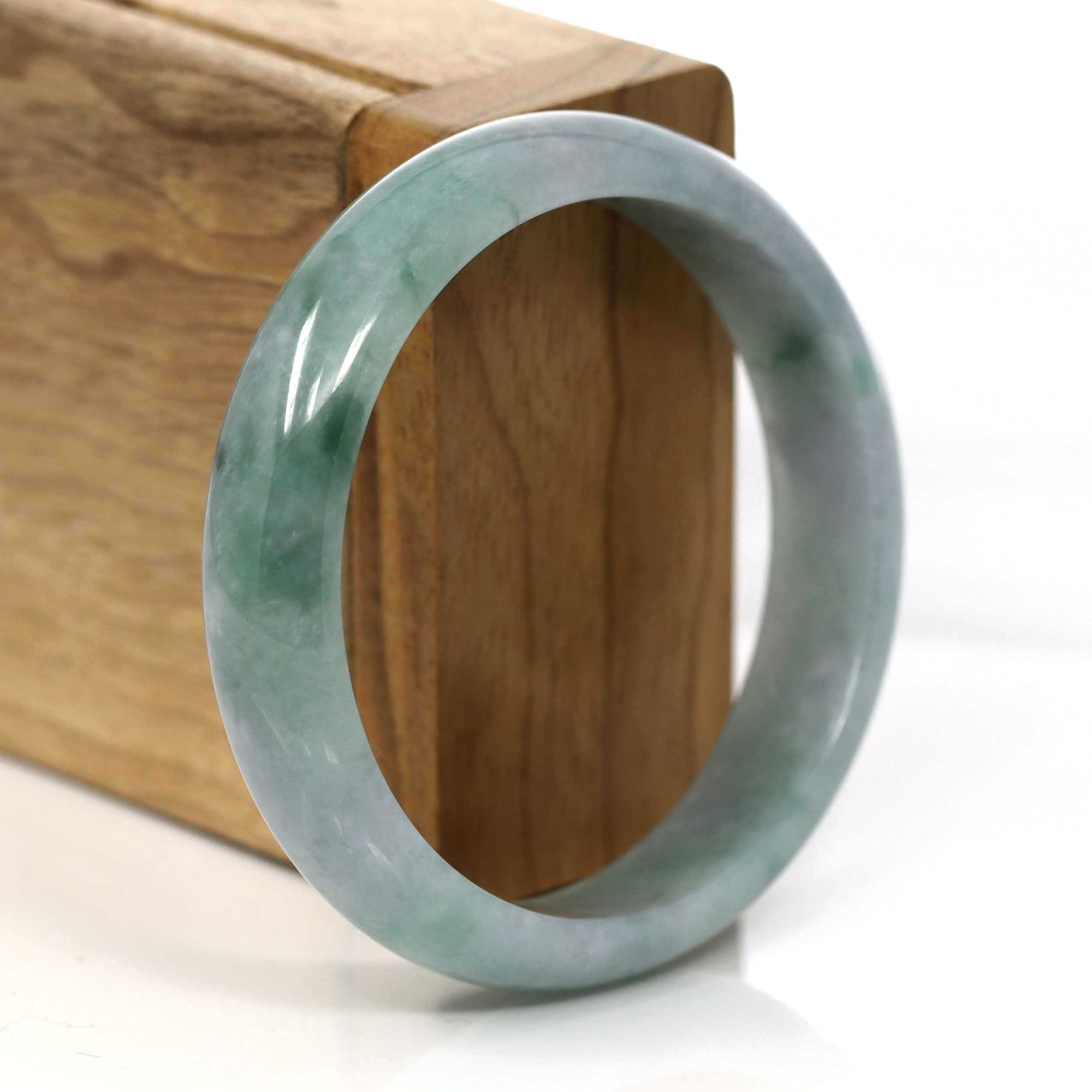 Baikalla Jewelry Jade Bangle Genuine Burmese Green Jadeite Jade Bangle Bracelet (60.51 mm) #660