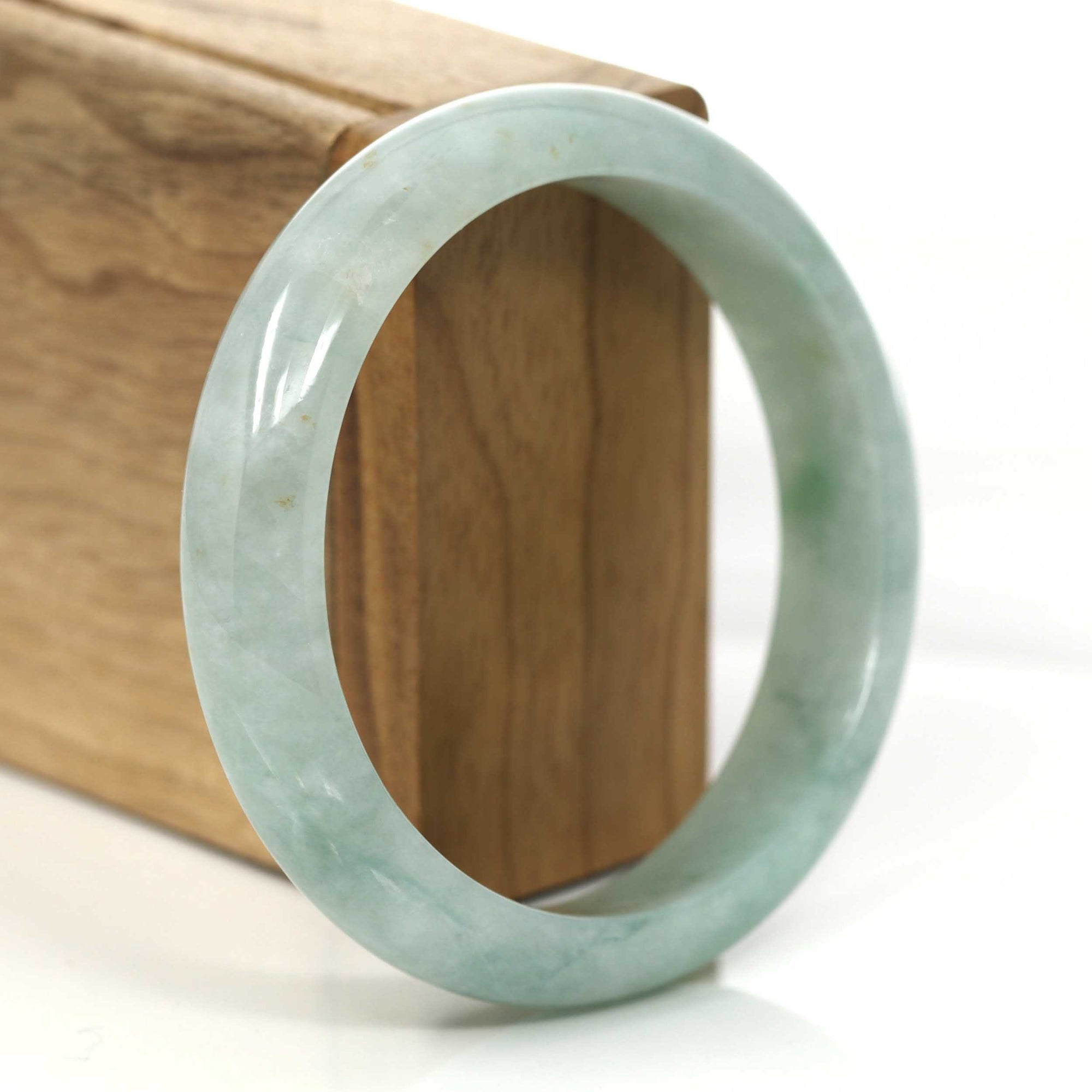 Baikalla Jewelry Jade Bangle Genuine Burmese Green Jadeite Jade Bangle Bracelet (60.51 mm) #355