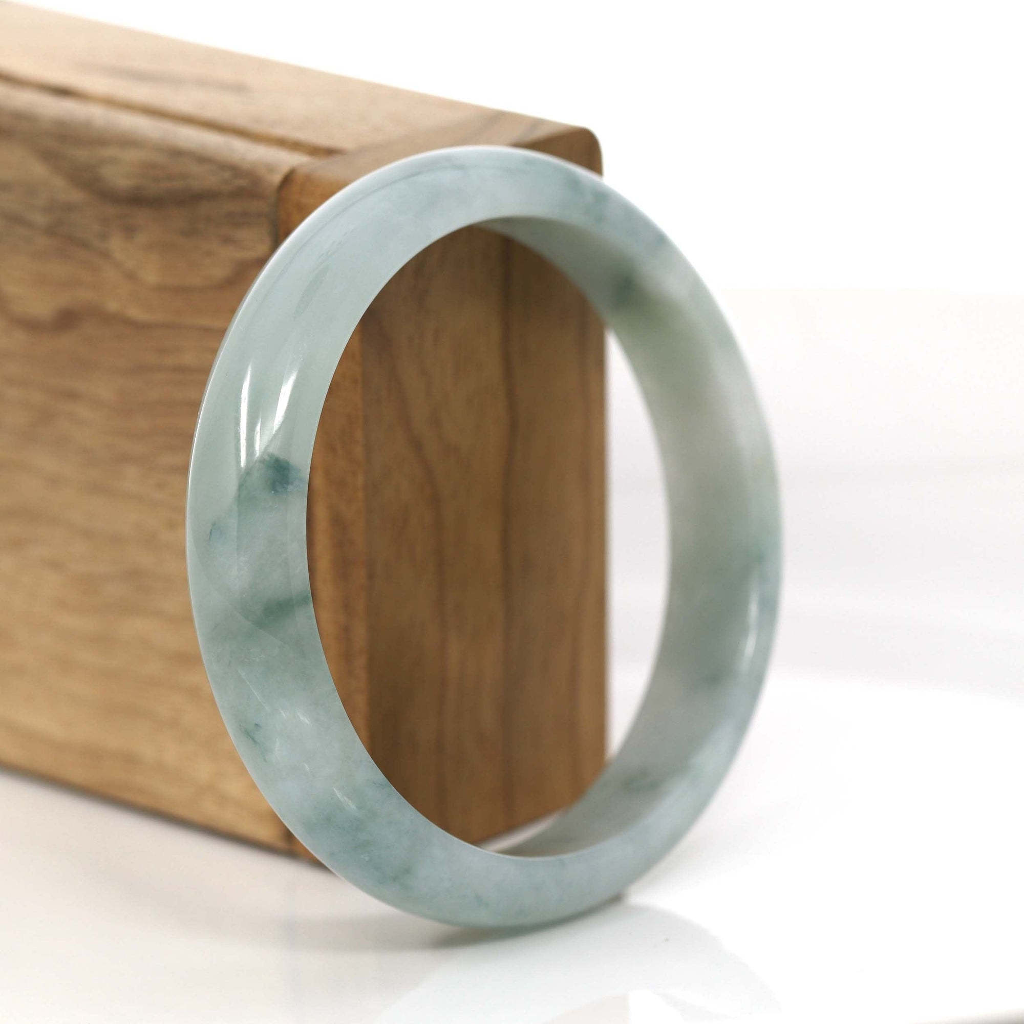 Baikalla Jewelry Jadeite Jade Bangle Bracelet Baikalla "Classic Bangle"  Ice Blue-Green Jadeite Jade Bangle ( 54.66 mm )#717