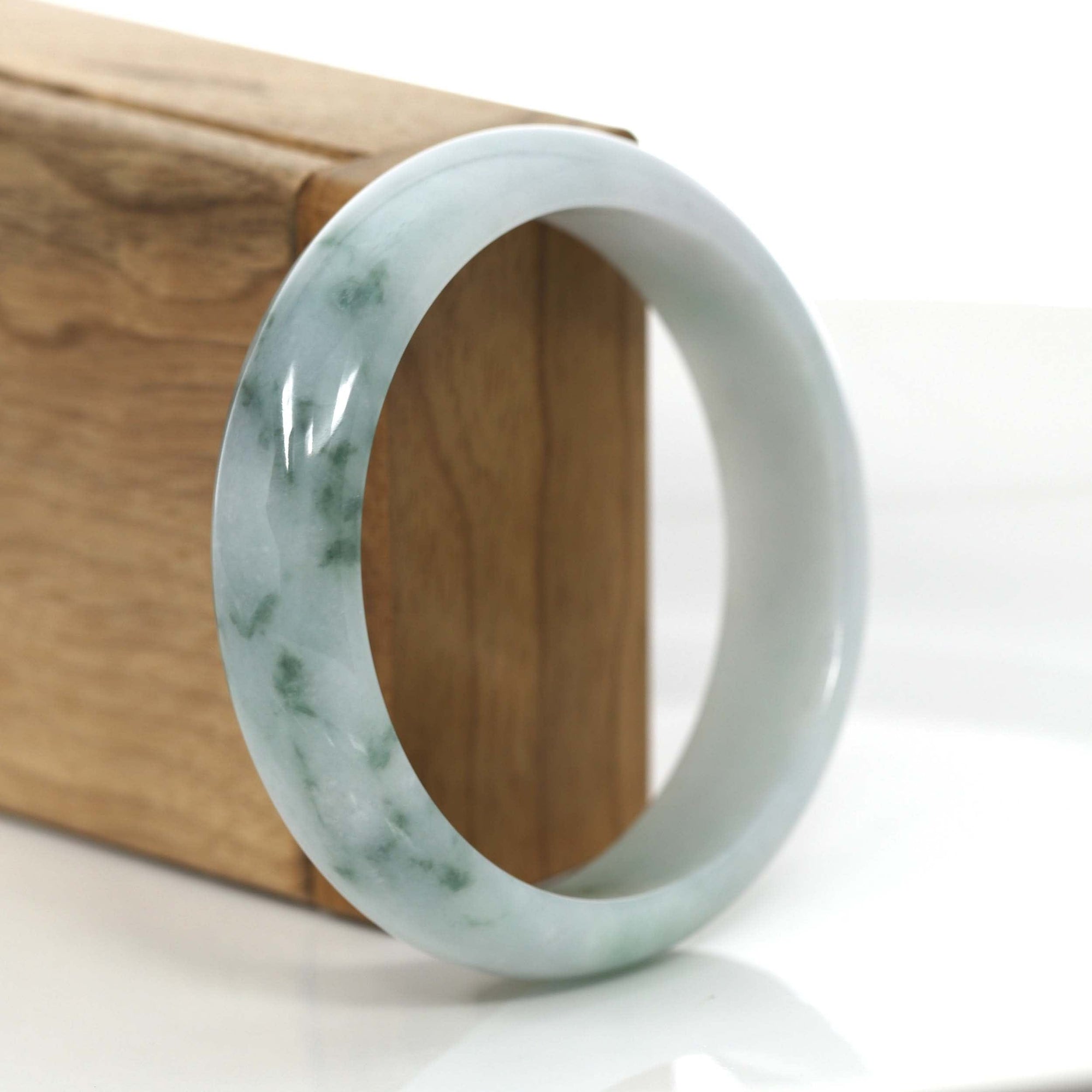 Baikalla Jewelry Jadeite Jade Bangle Bracelet Baikalla "Classic Bangle"  Ice Blue-Green Jadeite Jade Bangle ( 54.66 mm )#718