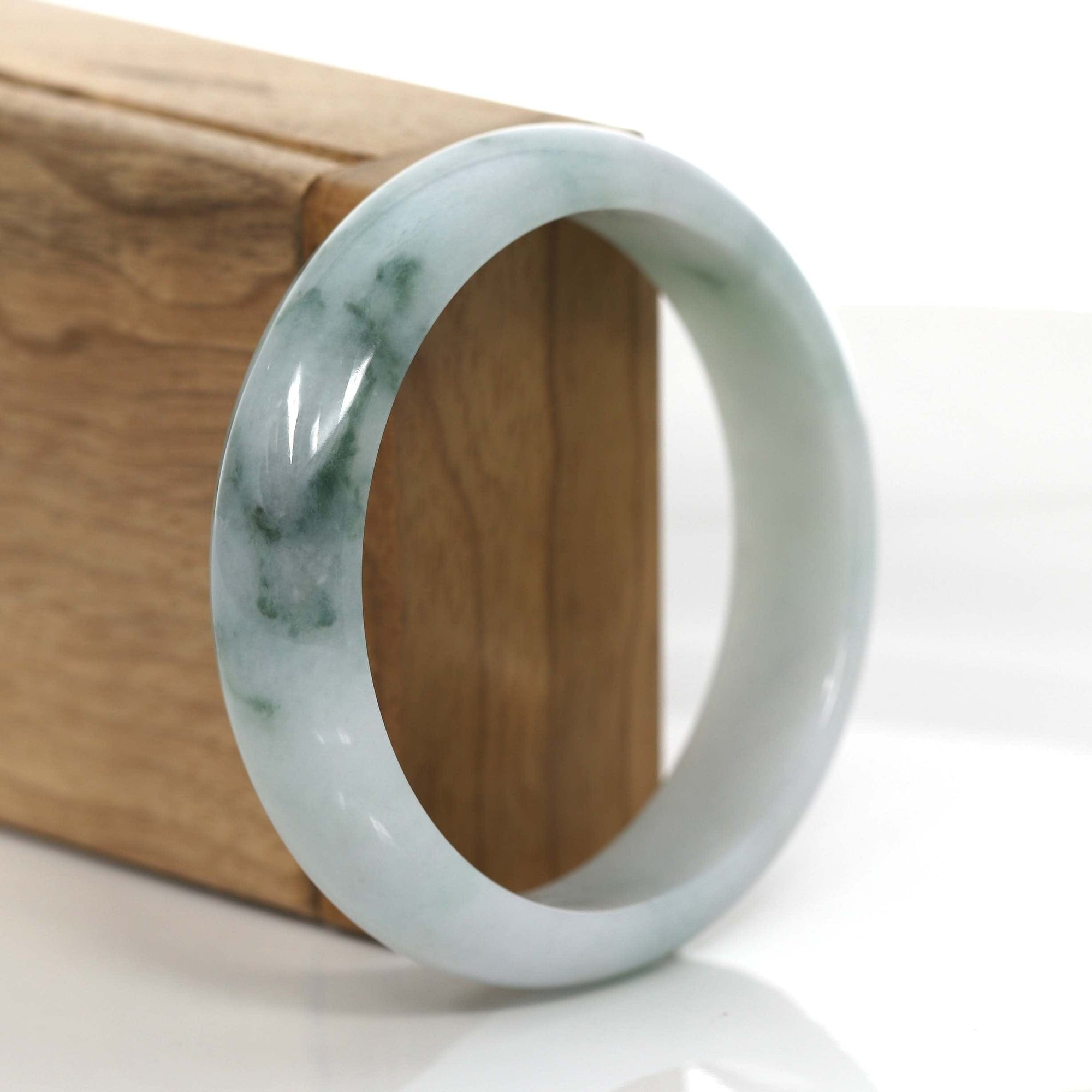 Baikalla Jewelry Jadeite Jade Bangle Bracelet Baikalla "Classic Bangle"  Ice Blue-Green Jadeite Jade Bangle ( 54.66 mm )#718