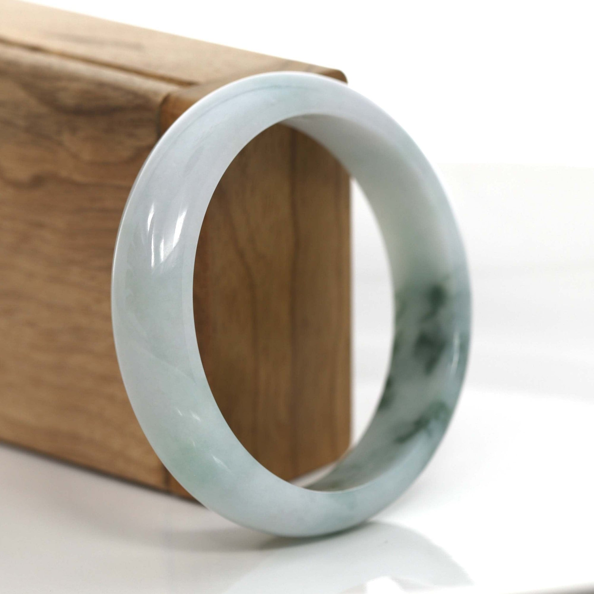 Baikalla Jewelry Jadeite Jade Bangle Bracelet Baikalla "Classic Bangle"  Ice Blue-Green Jadeite Jade Bangle ( 54.66 mm )#718