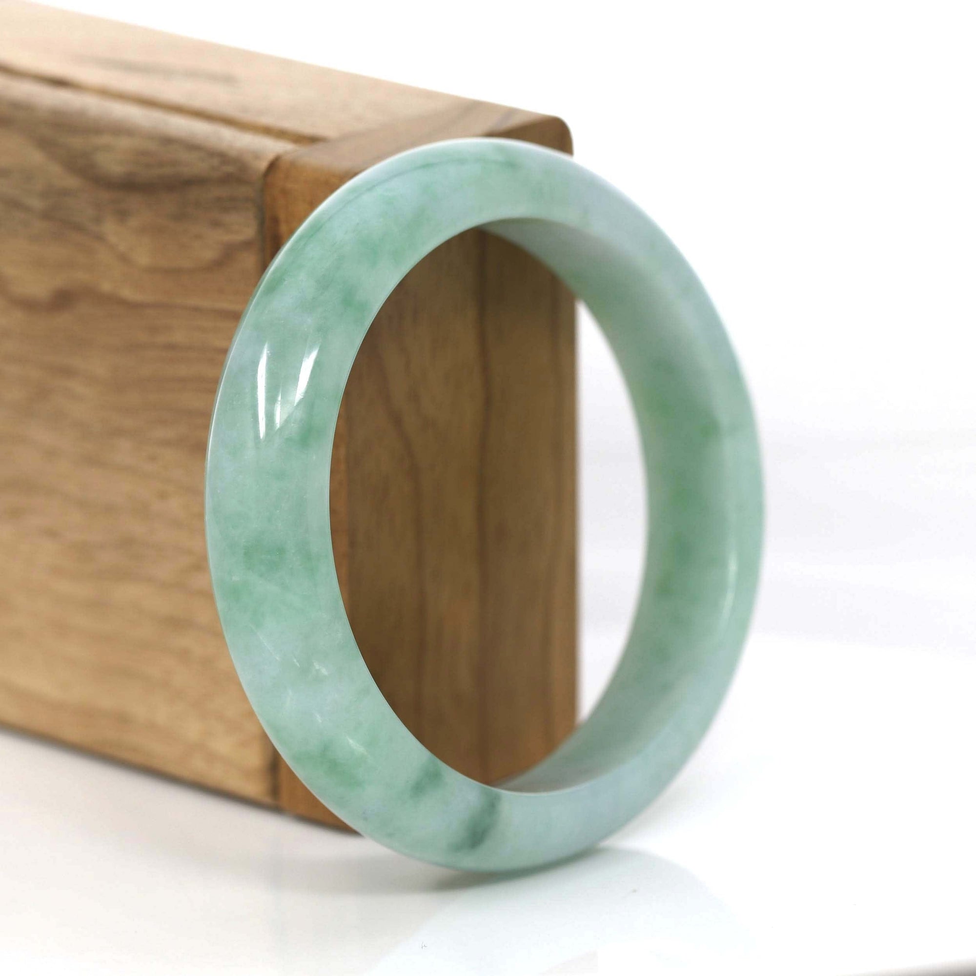 Baikalla Jewelry Jadeite Jade Bangle Bracelet Genuine Burmese Lavender Green Jadeite Jade Bangle Bracelet (54.66 mm) #710