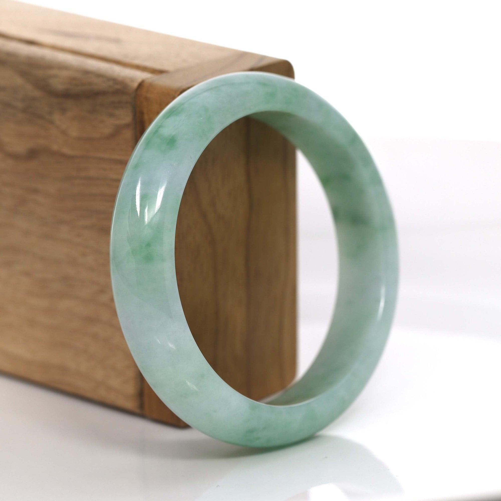 Baikalla Jewelry Jadeite Jade Bangle Bracelet Genuine Burmese Lavender Green Jadeite Jade Bangle Bracelet (54.66 mm) #710