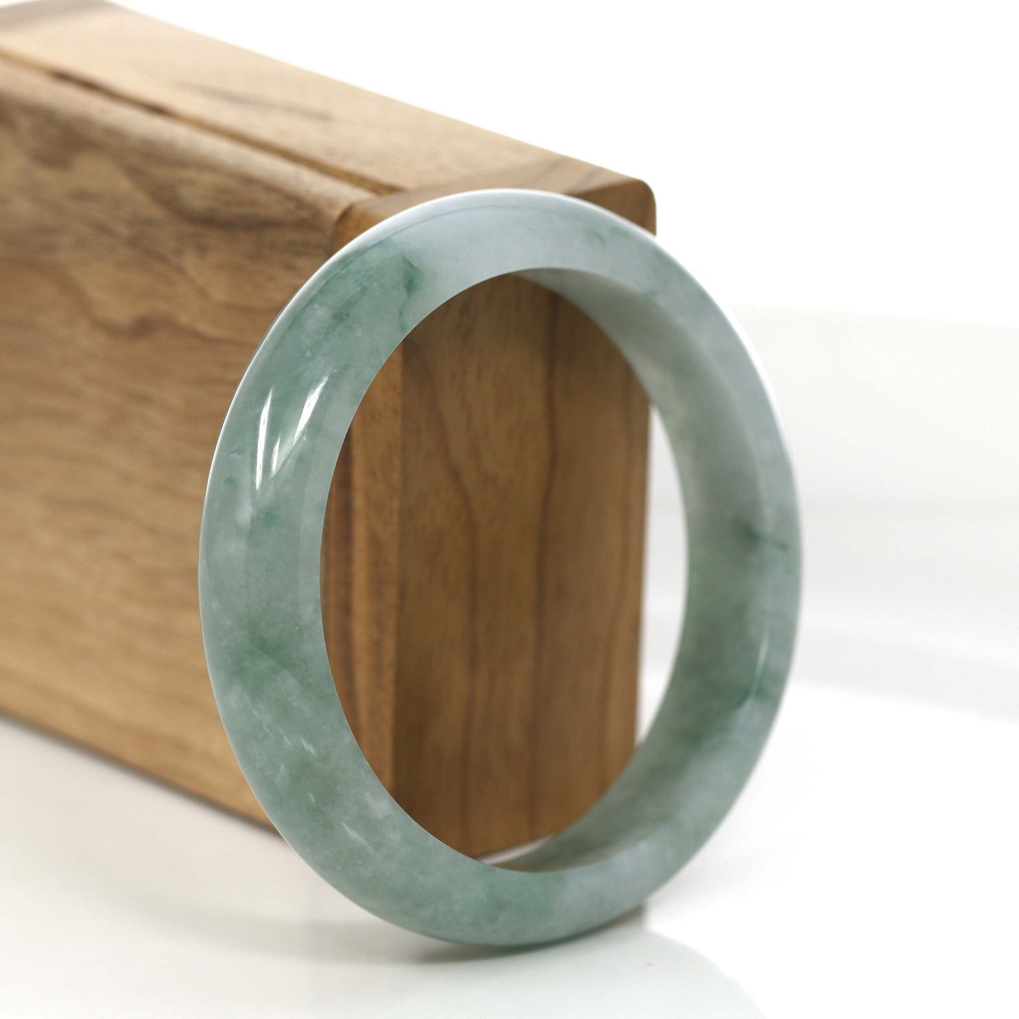 Baikalla Jewelry Jadeite Jade Bangle Bracelet "Classic Real" Genuine Burmese Forest Blue- Green Jadeite Jade Bangle Bracelet (57.28 mm) #745