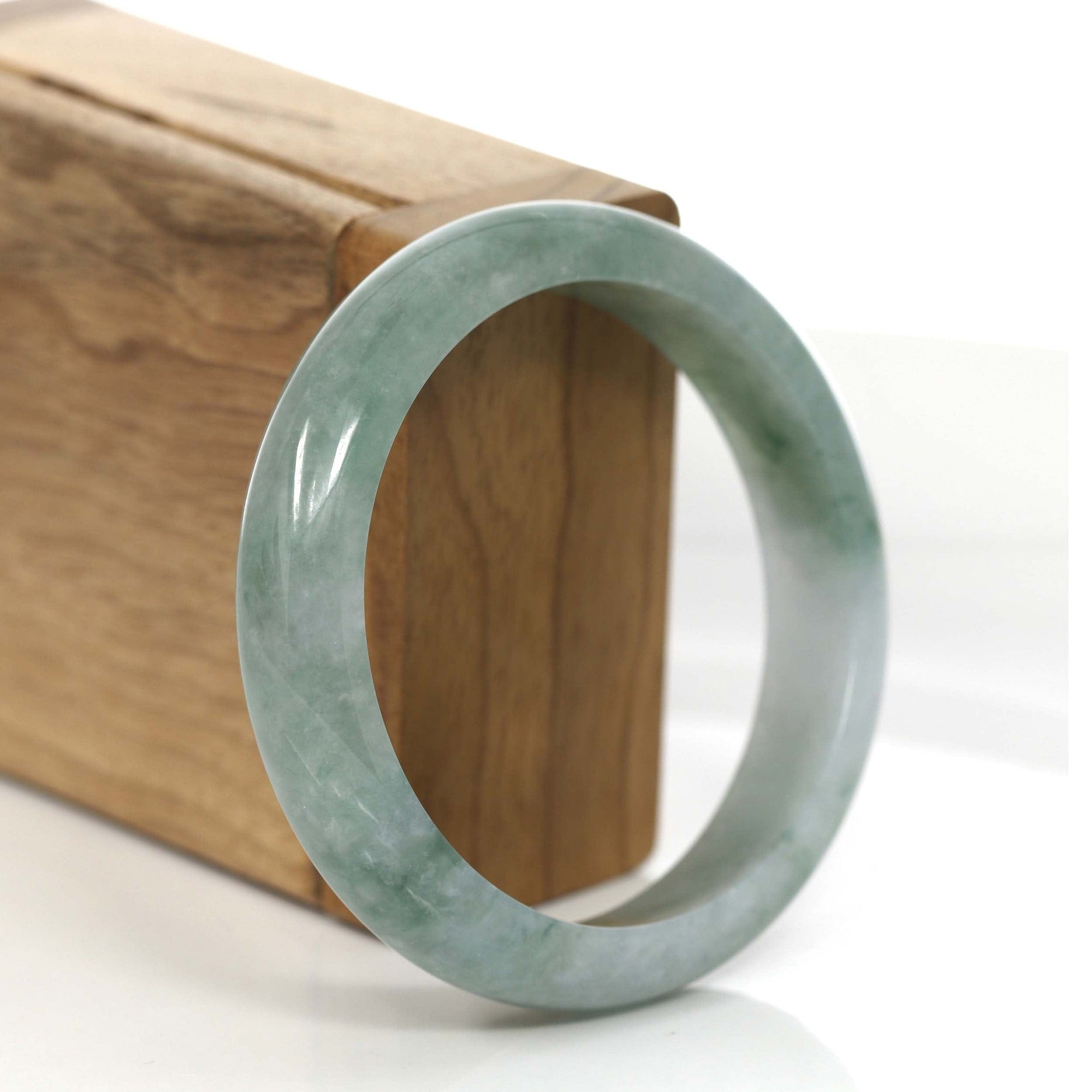 Baikalla Jewelry Jadeite Jade Bangle Bracelet &quot;Classic Real&quot; Genuine Burmese Forest Blue- Green Jadeite Jade Bangle Bracelet (57.28 mm) 