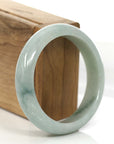 Baikalla Jewelry Jadeite Jade Bangle Bracelet "Classic Princess Half Round" Blue- Green Jadeite Jade Bangle (58.88 mm) 