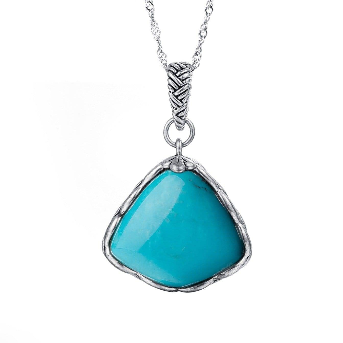 Baikalla Jewelry Turquoise Necklace Baikalla™ &quot;Love Turquoise&quot; Sterling Silver Genuine Persian Blue Arizona Turquoise Pendant Necklace