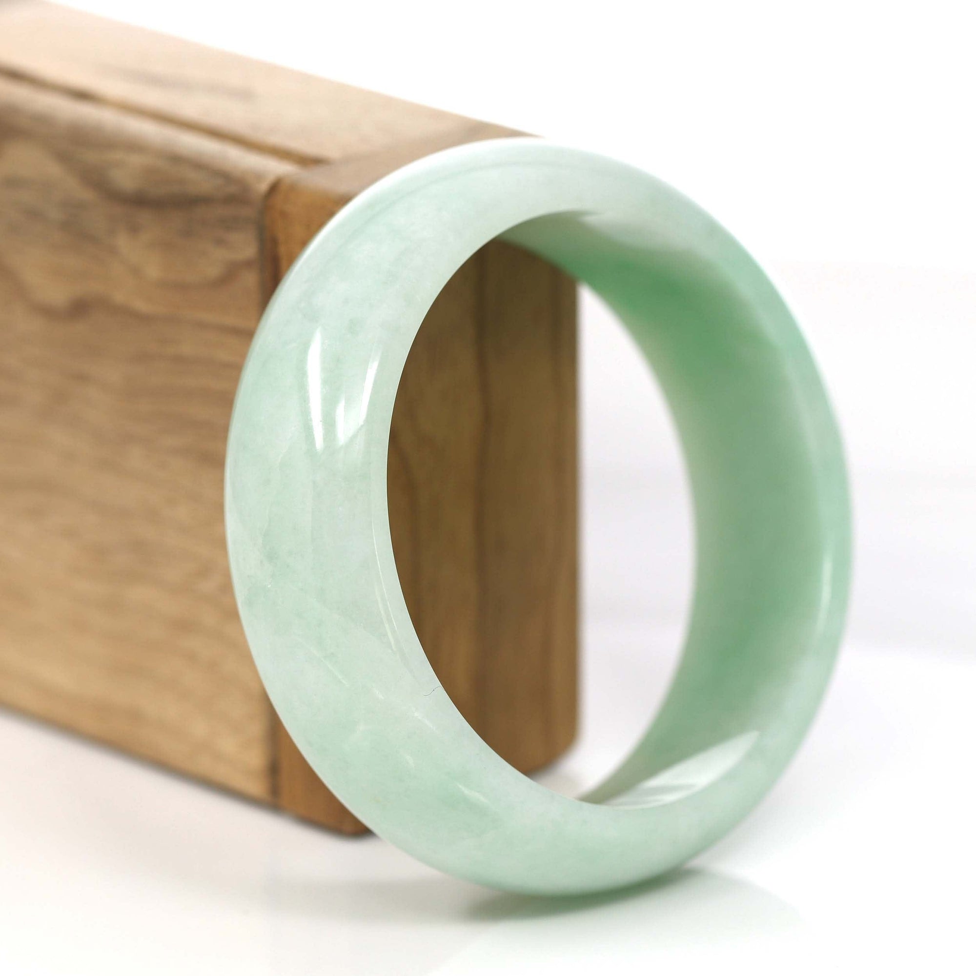 Baikalla Jewelry Jadeite Jade Bangle Bracelet Baikalla Classic Green Natural Jadeite Jade Wider Bangle Bracelet (58.50 mm) #785