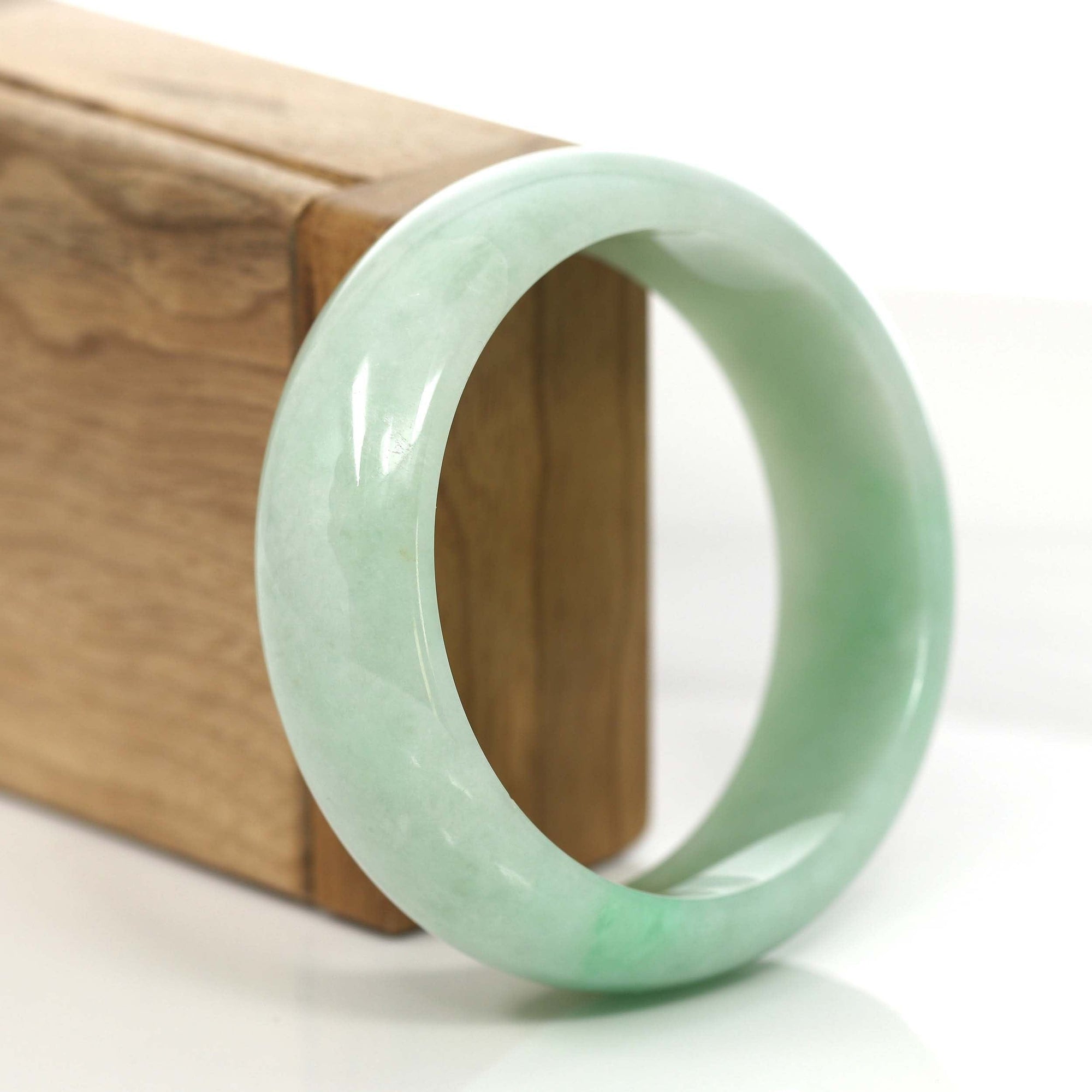 Baikalla Jewelry Jadeite Jade Bangle Bracelet Baikalla Classic Green Natural Jadeite Jade Wider Bangle Bracelet (58.50 mm) #785