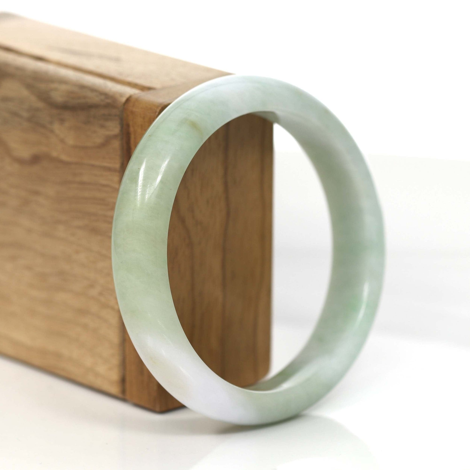 Baikalla Jewelry Jadeite Jade Bangle Bracelet Copy of Baikalla &quot;Classic Bangle&quot; Yellow Green Natural Burmese Jadeite Jade Bangle ( 57.8 mm )