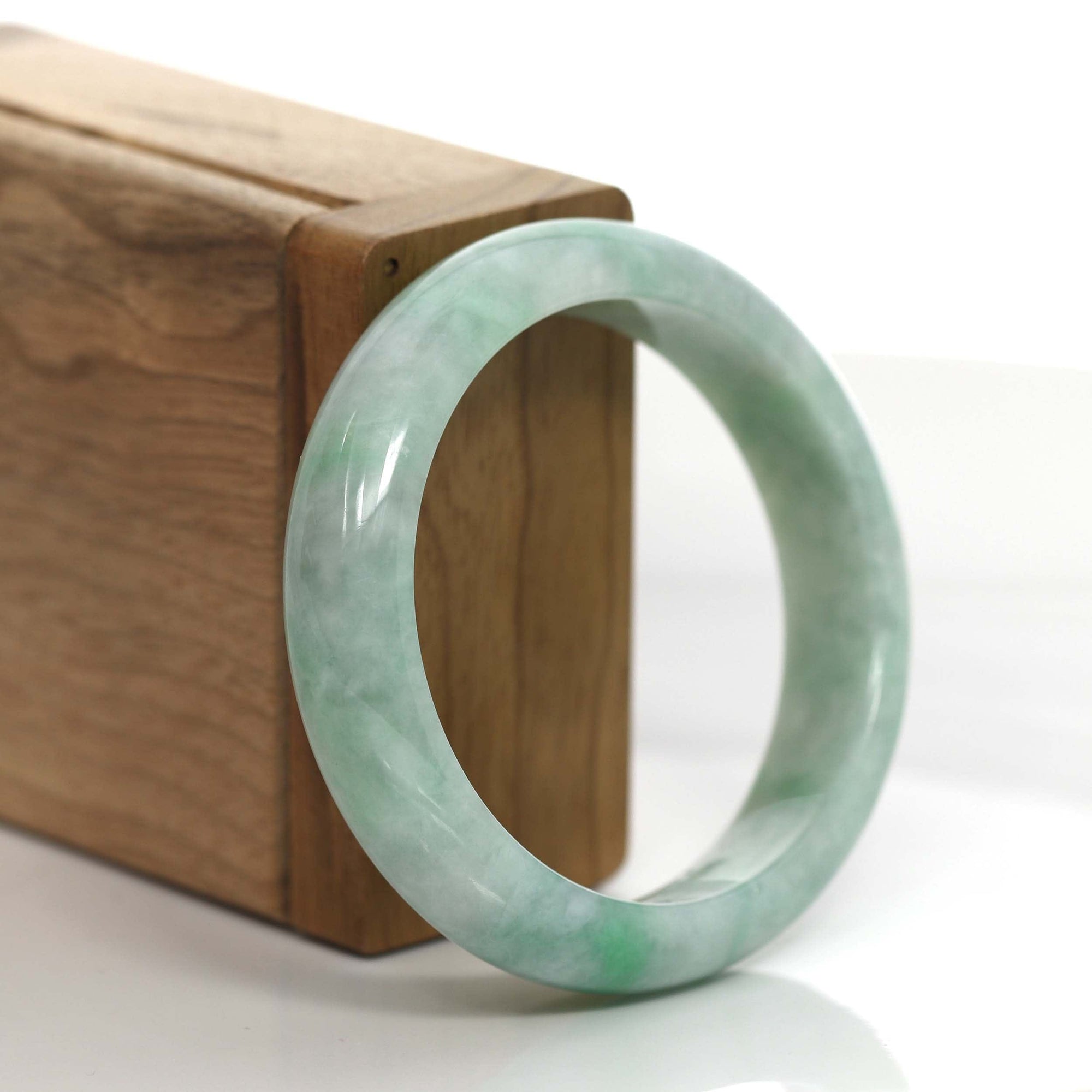 Baikalla Jewelry Jadeite Jade Bangle Bracelet Genuine Burmese Green Jadeite Jade Bangle Bracelet (56.23 mm) #892