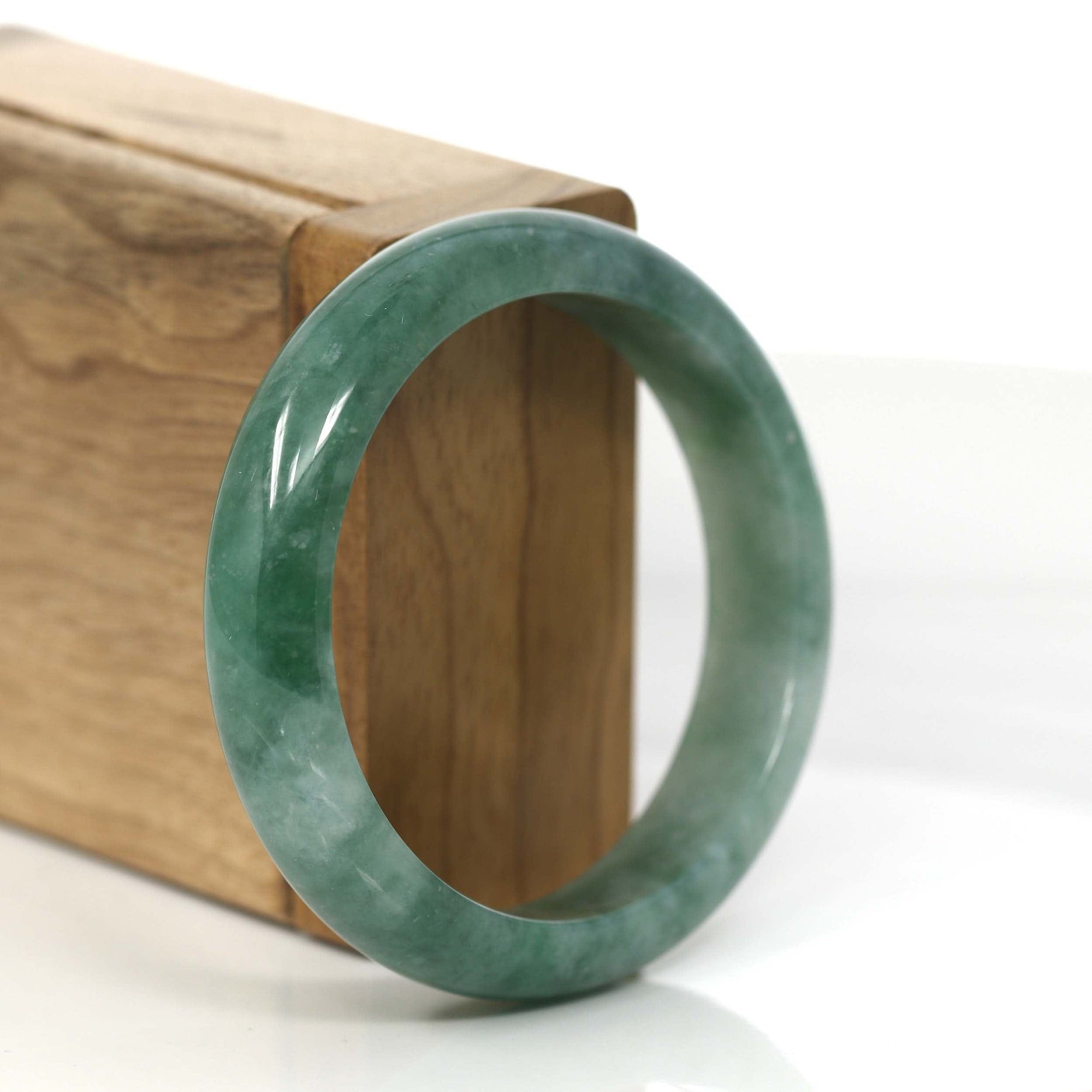 Baikalla Jewelry Jadeite Jade Bangle Bracelet Forest Green Classic Real Jadeite Jade Bangle Bracelet (57.34 mm) #885