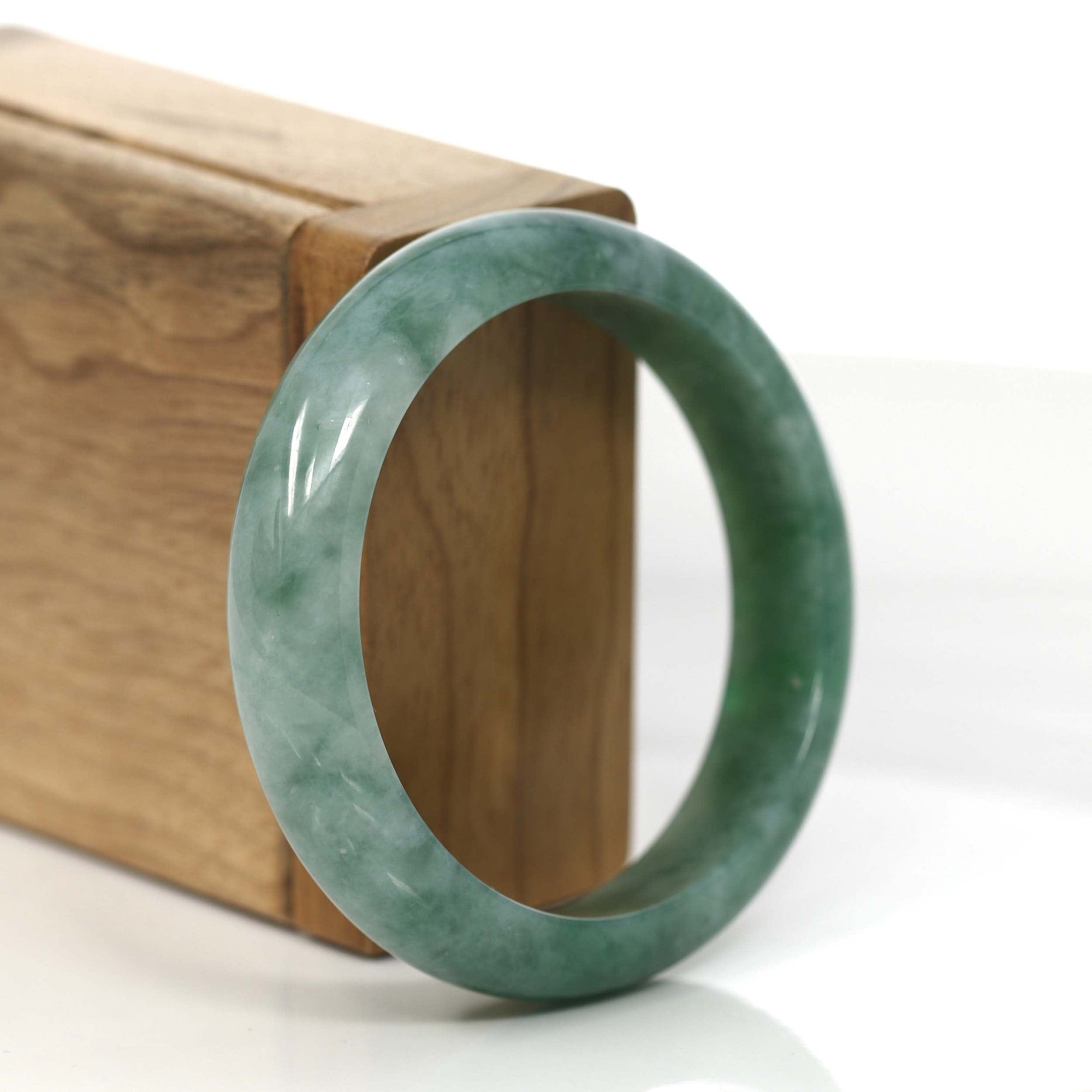 Baikalla Jewelry Jadeite Jade Bangle Bracelet Forest Green Classic Real Jadeite Jade Bangle Bracelet (57.34 mm) #885