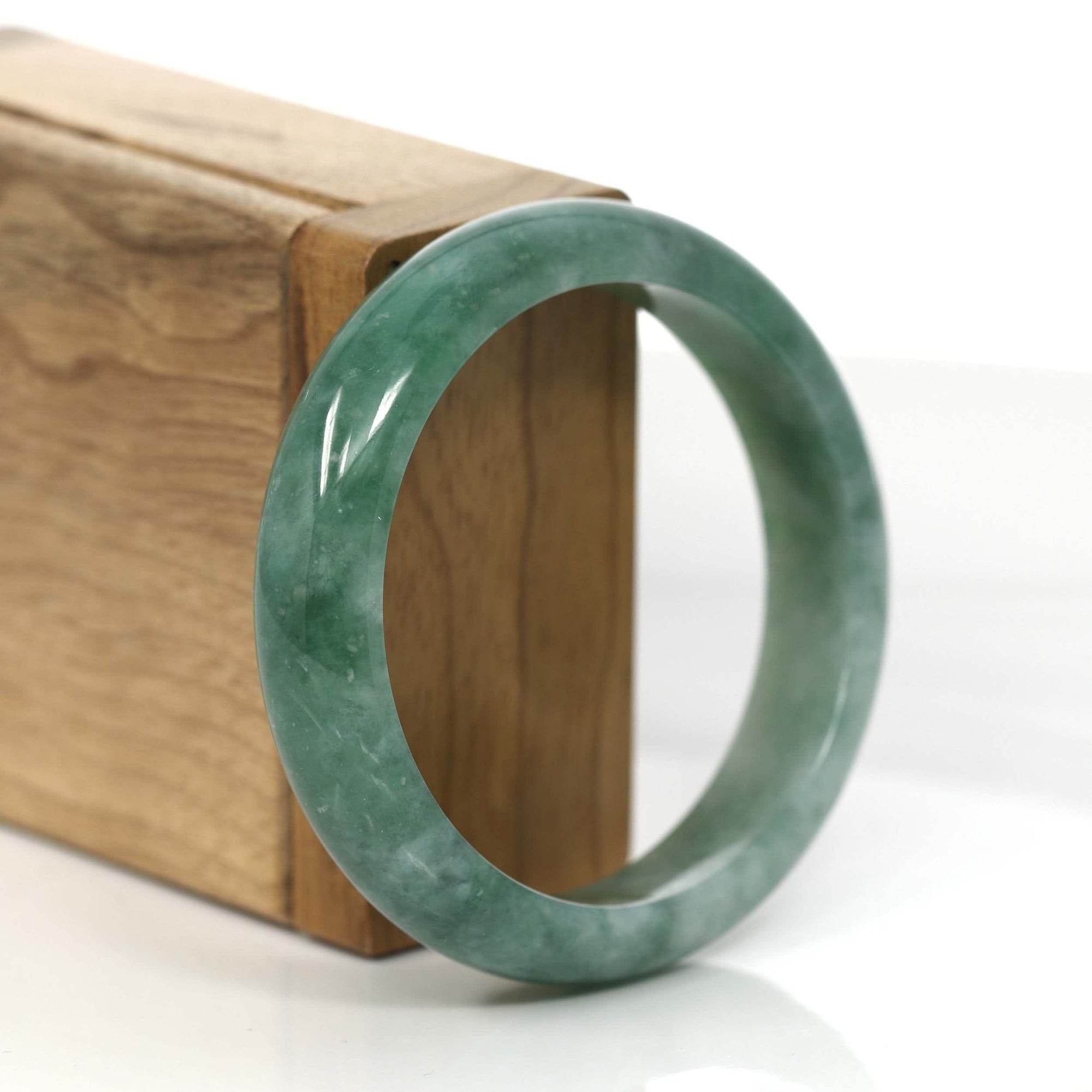 Baikalla Jewelry Jadeite Jade Bangle Bracelet Forest Green Classic Real Jadeite Jade Bangle Bracelet (57.34 mm) #885