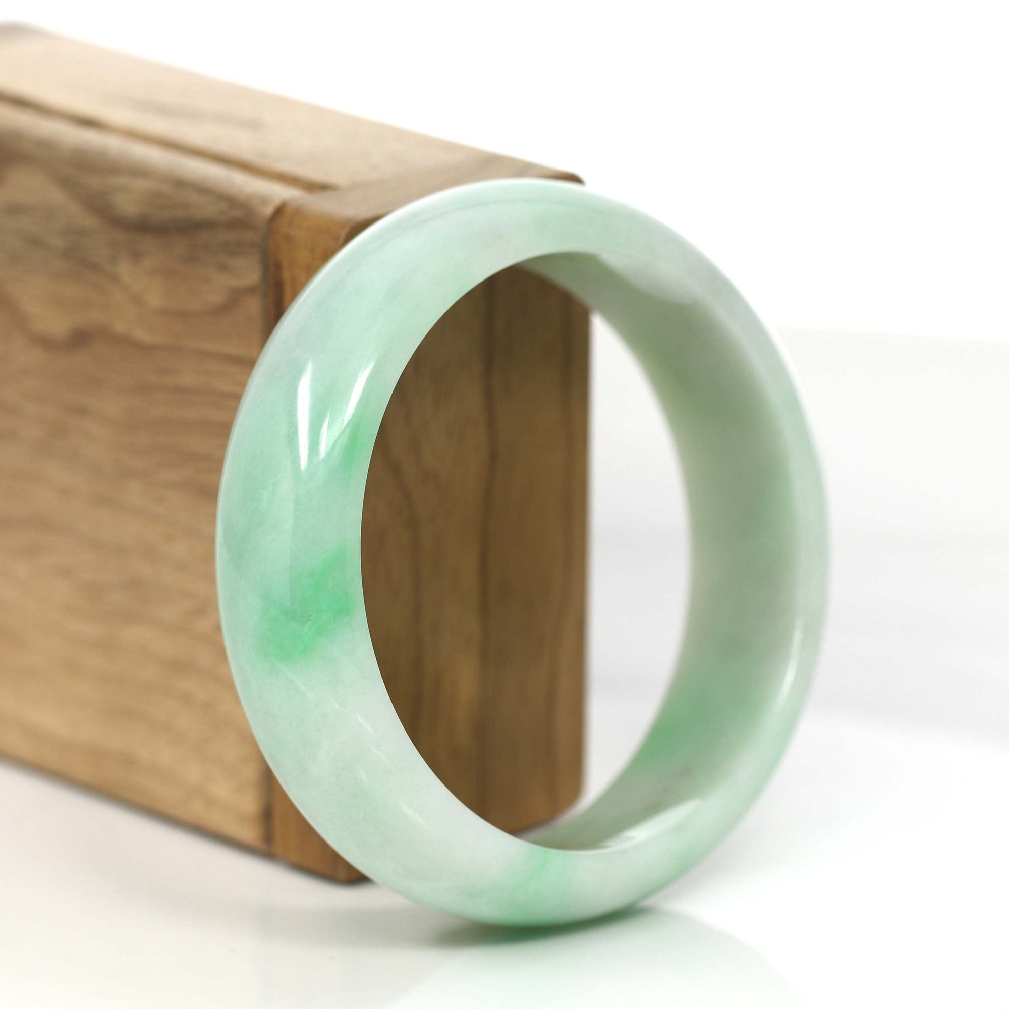 Baikalla Jewelry Jadeite Jade Bangle Bracelet High-quality Apple Green Natural Burmese Jadeite Jade Bangle (59.68 mm ) 