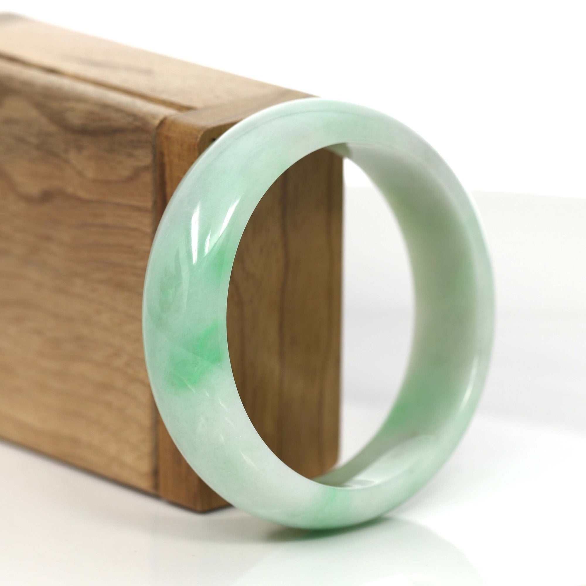 Baikalla Jewelry Jadeite Jade Bangle Bracelet High-quality Apple Green Natural Burmese Jadeite Jade Bangle (59.68 mm ) 