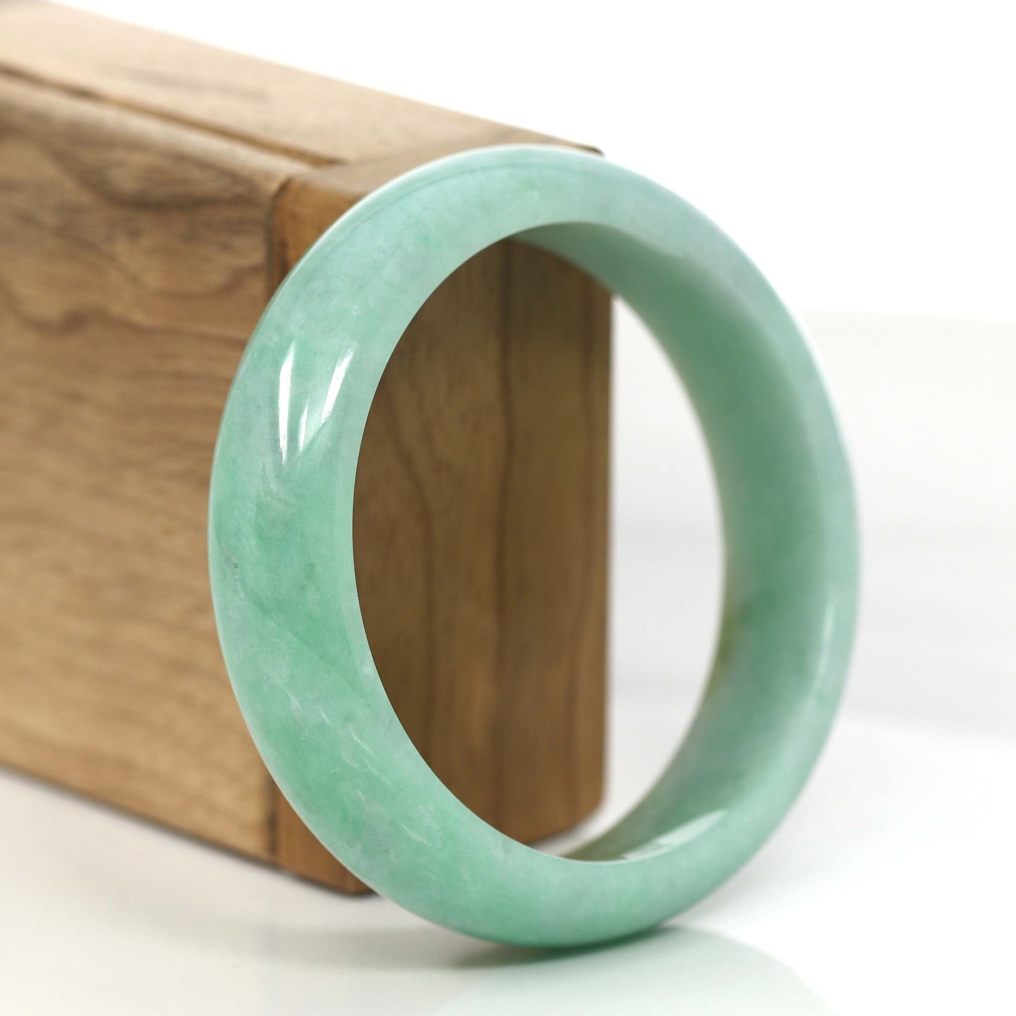 Baikalla Jewelry Jadeite Jade Bangle Bracelet High-quality Green Natural Burmese Jadeite Jade Bangle (59.68 mm ) #890