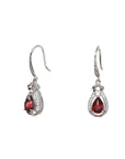 Baikalla Jewelry Silver Gemstones Earrings Baikalla™ Classic Sterling Silver Natural Garnet Dangle Earrings With CZ