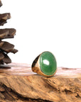 Baikalla Jewelry Gold Jadeite Jade Ring Baikalla "Classic Oval Signet" 14k Genuine Forest Green Old mine Jadeite Jade Men's Ring