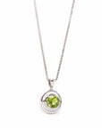 Baikalla Jewelry Gemstone Pendant Necklace 14k White Gold Genuine AAA Royal Peridot Pendant Necklace