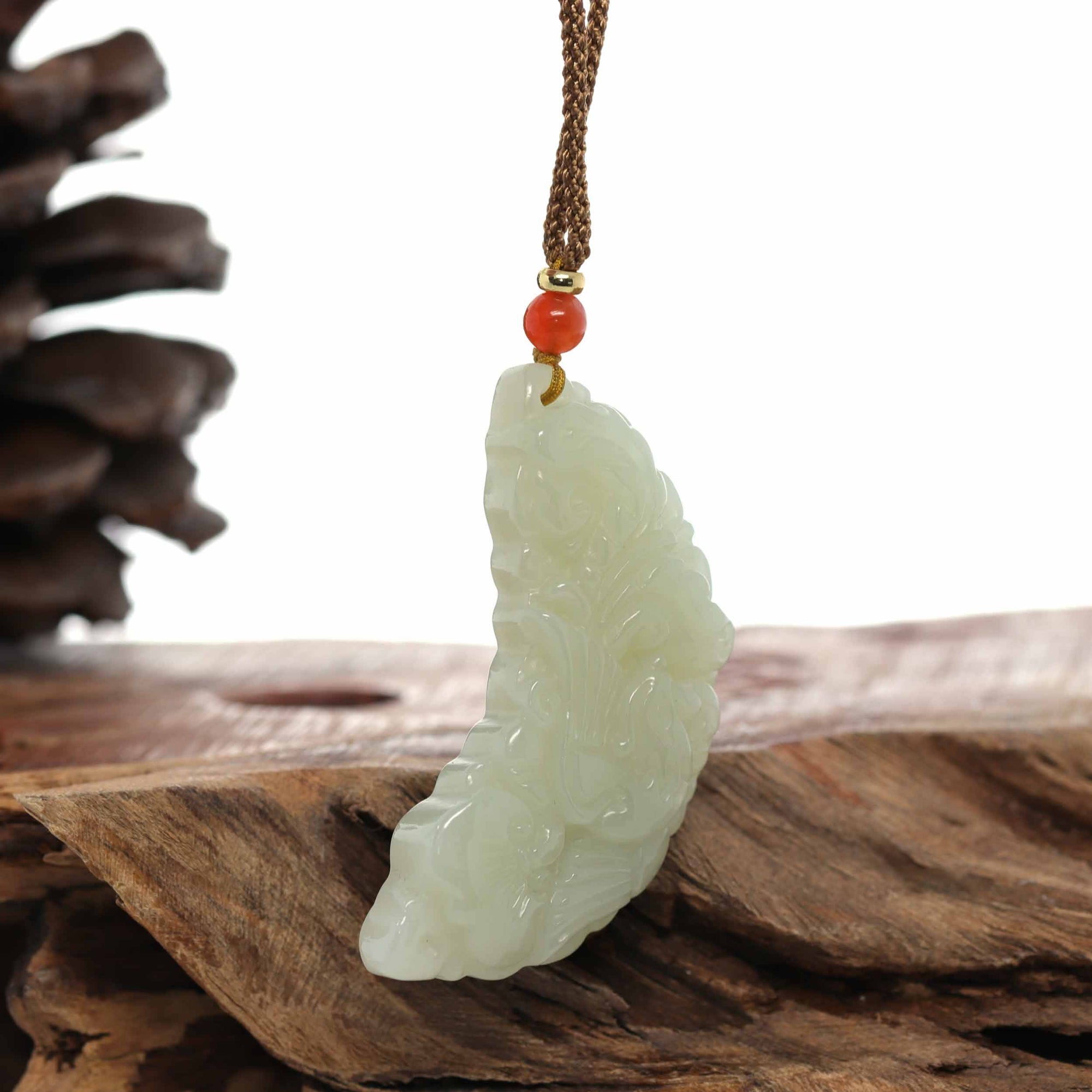 Baikalla Jewelry Jade Pendant Necklace Baikalla™ &quot;Dragon &amp; Phoenix&quot; Genuine HeTian White Nephrite Jade Pendant Necklace